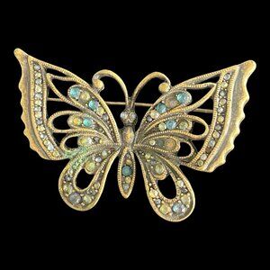 Brooch Butterfly Rhinestone Vintage Woman Vintage